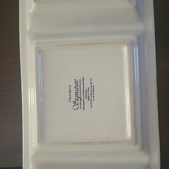 3 Section Divided Porcelain Serving Traywith Metal Rack - Picture 2 of 2